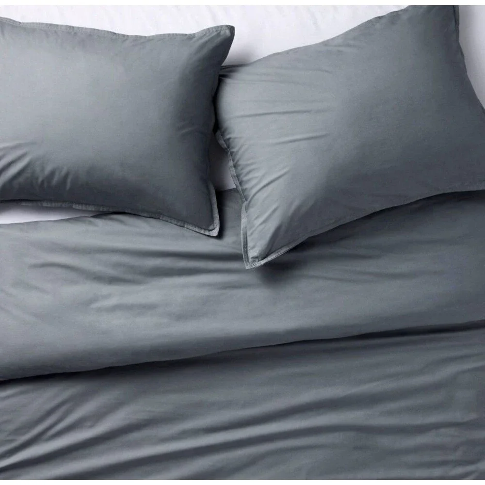 Queen Cotton Percale Duvet Set Mineral Blue - Casaluna NEW